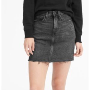 BNWOT black denim raw-edged mini skirt